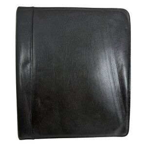 Vintage Franklin Quest Covey Classic Black Leather Large 7 Ring Zip Binder
